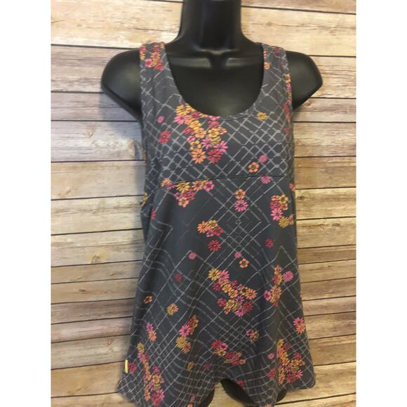 LOLE Womens Tank Top Size Small Gray Floral Razor Back Shirt Workout Running Fit - Picture 8 of 12